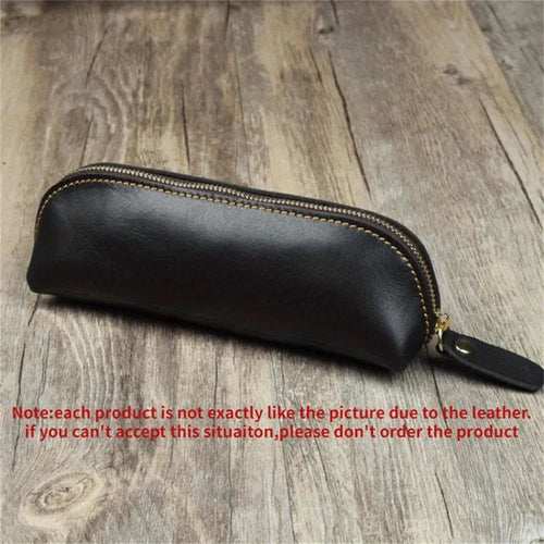 Vintage Leather Pencil Bag Simple Stationery Hoder Pen Case Storage by AliExpress