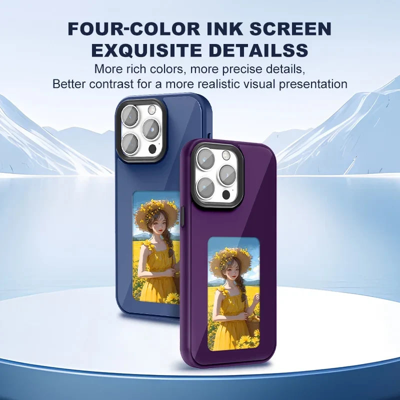 NFC 16promax iphone case E-ink screen four colors Image Transmission For Iphone 15 14 13 Pro Max DIY Cases Battery Free by FLIPSTYLEZLLC