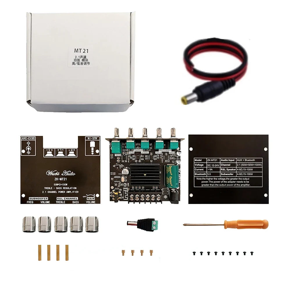 2.1 Channel BL Digital Power Amplifier Module with Subwoofer Output High Low Bass Adjustment 100W+50W+50W High Fidelity Bluetooth 5.0 Audio Board by FLIPSTYLEZLLC