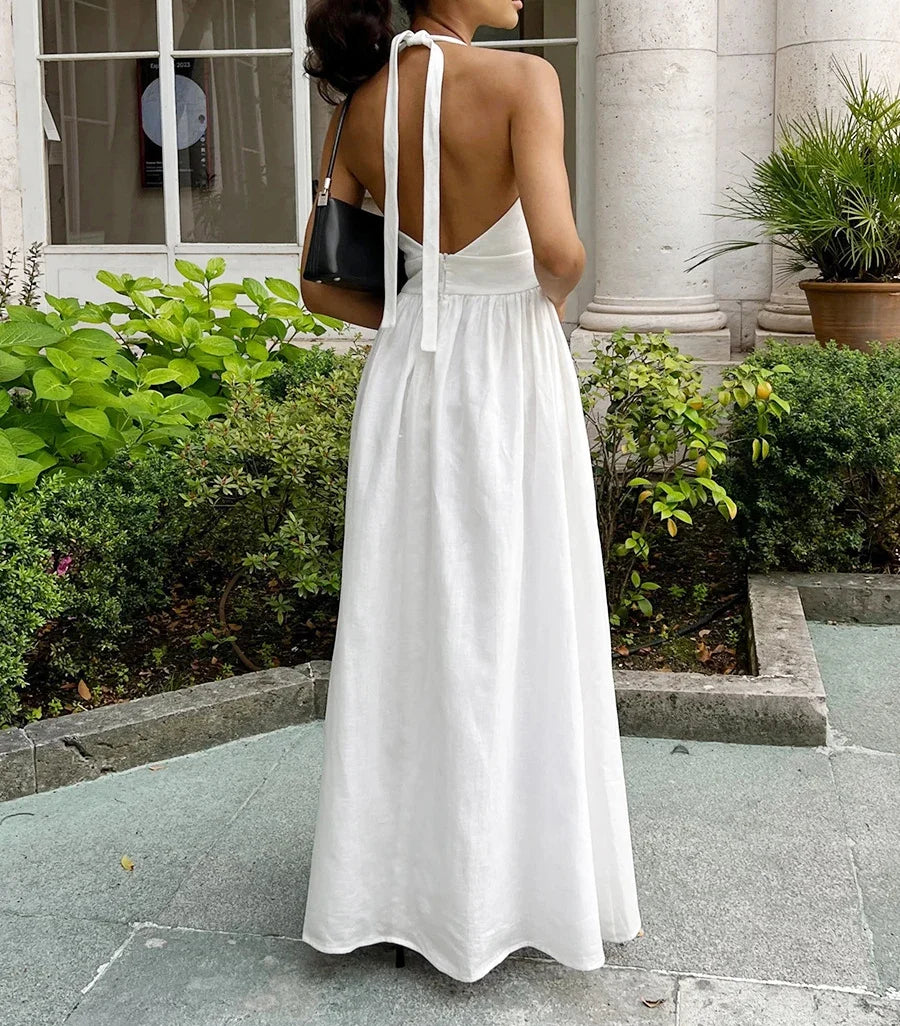 2025 New Women Summer Cotton Long Dress Sleeveless Sexy V-Neck Boho Maxi Dress Loose Style Long Dress Vestidos Clothes by Urban Fashion Icon