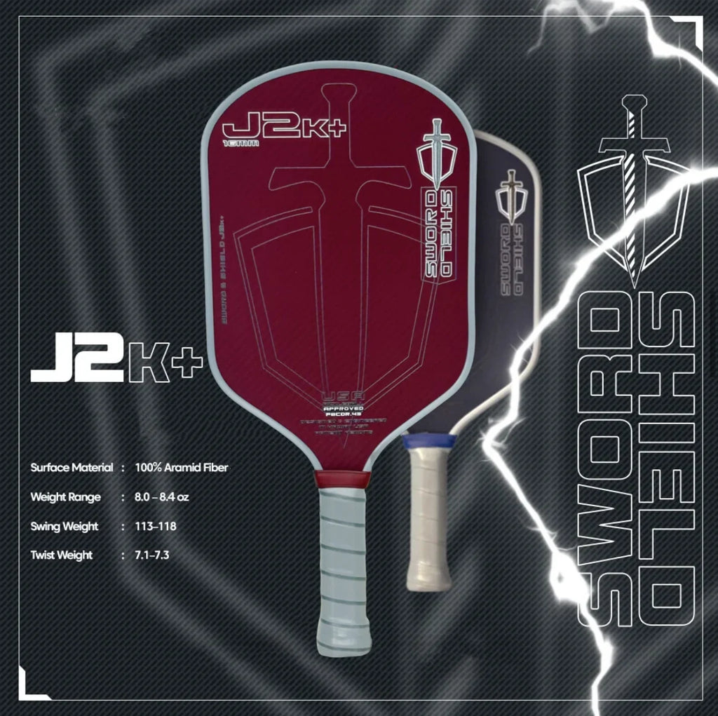 SWORD&SHIELD J2K+ Aramid Fiber Pickleball Paddle, Polymer Honeycomb Core, Large Sweet Spot, Thickness 16MM, Textured Surface by FLIPSTYLEZLLC