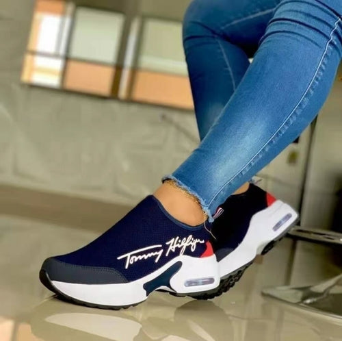 Casual Breathable Wedges Ladies Walking Sneakers Flat Women Shoes by Silver Juneberry