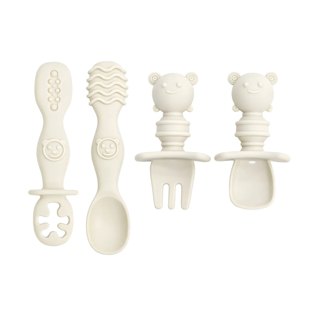 4pcs Silicone Spoon & Fork Set Long & Short Handles for Different Feeding Needs Baby Self-feeding Training Baby Birthday Gift by FLIPSTYLEZLLC