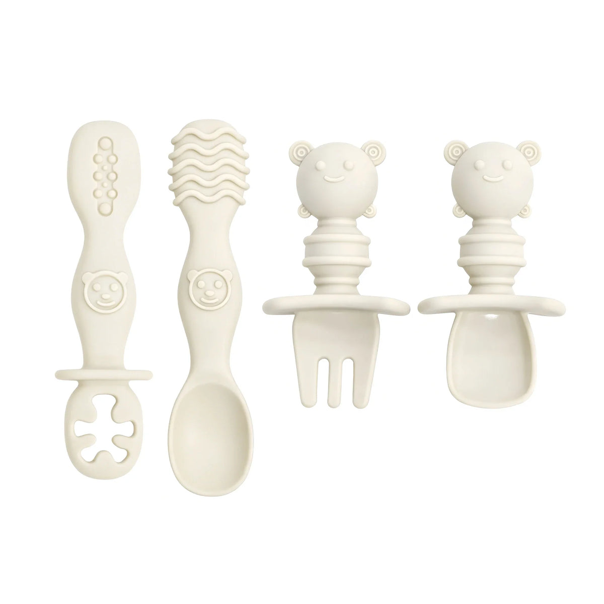 4pcs Silicone Spoon & Fork Set Long & Short Handles for Different Feeding Needs Baby Self-feeding Training Baby Birthday Gift by FLIPSTYLEZLLC