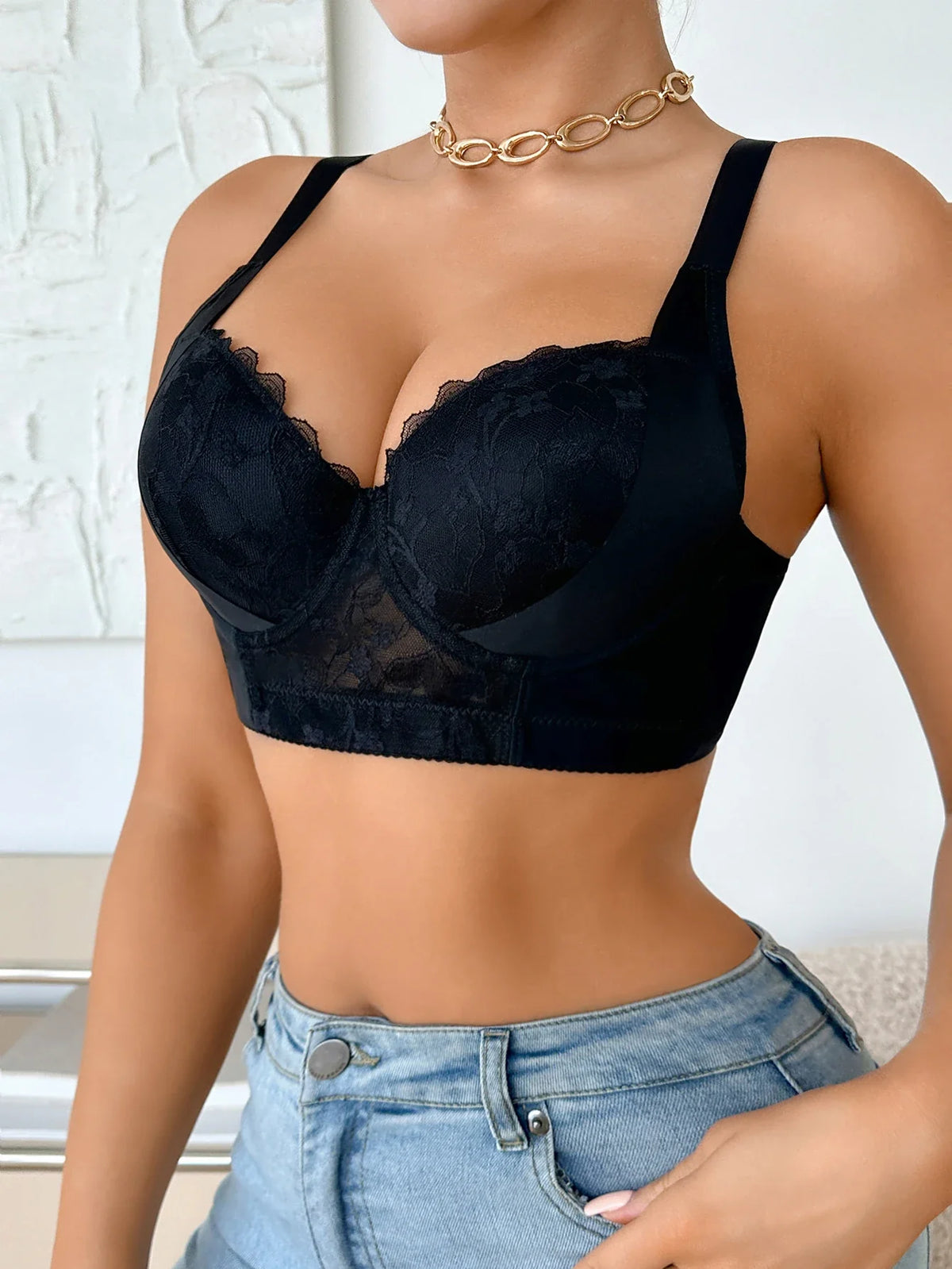 A B C D Cup Women's Plus size Sexy Bras Lace trim Push-Up bra for Women Side support and minimizer Comfortable Women's Lingerie by Ladyez