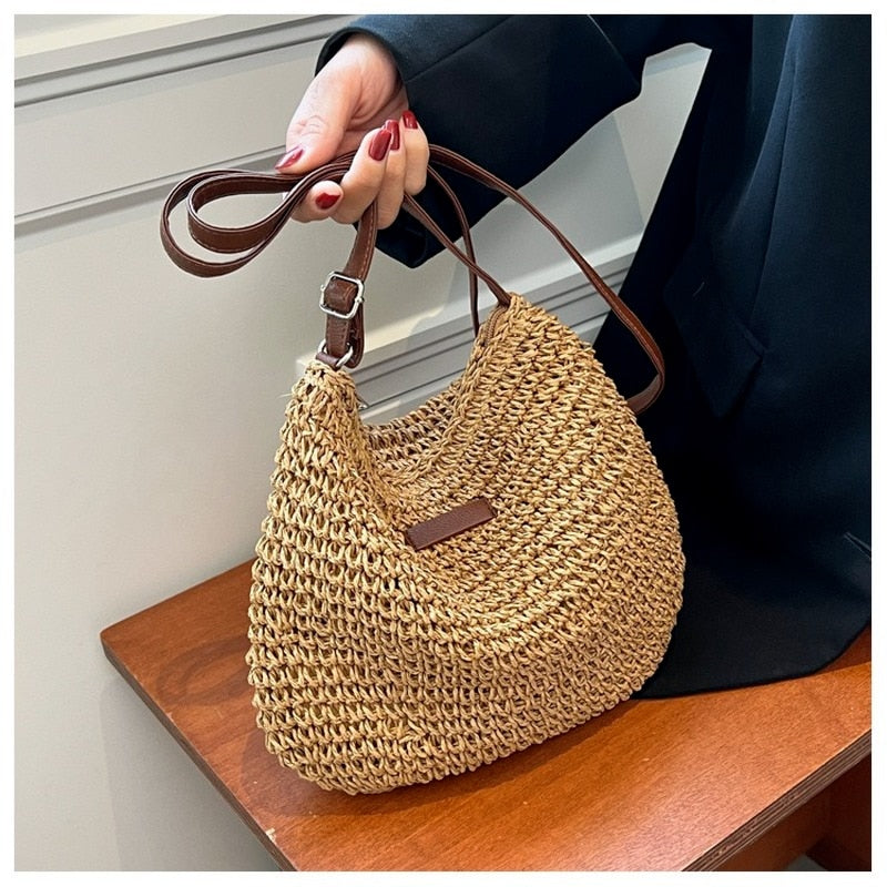 Casual Summer Shoulder Straw Bag by Yellow Pandora