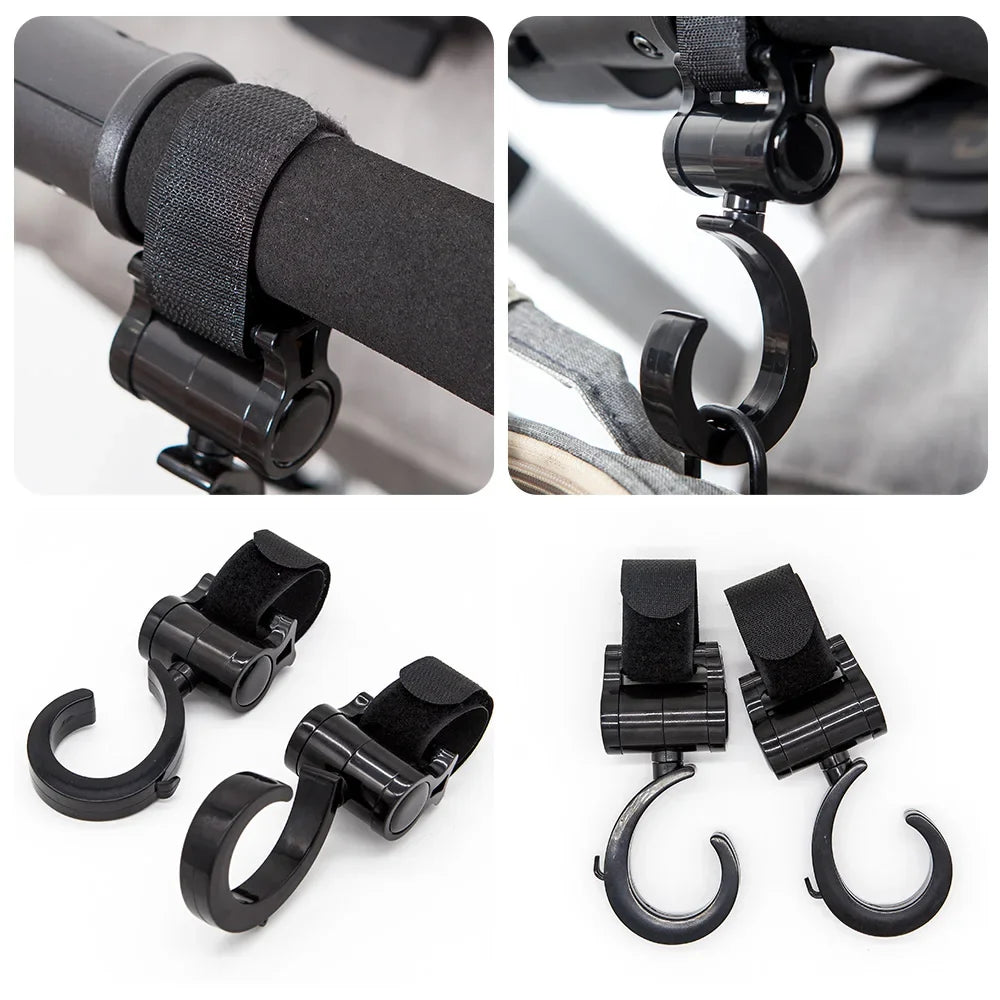 2Pcs Hooks For Baby Stroller Multi Purpose Baby Stroller Accessories Rotate 360 Degree Hook Pram Organizer Bag Hanger New by FLIPSTYLEZLLC