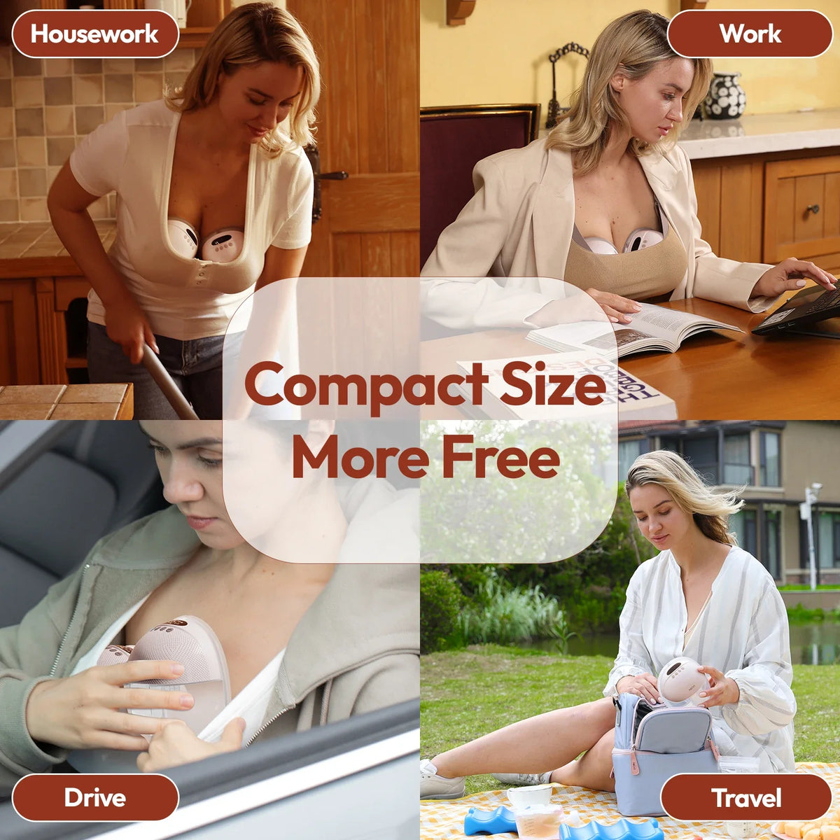 NCVI Electric Breast Pump,Hands-Free for Breastfeeding Pump, Ultra-Quiet Portable Wireless Pump, 3 Flange Sizes(19/21/24mm) by FLIPSTYLEZLLC