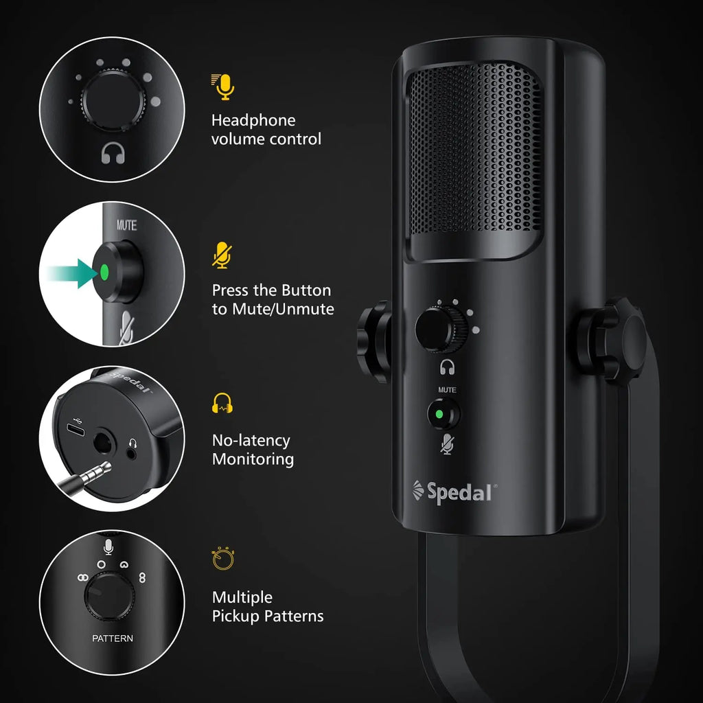 USB Microphone for PC Mac Gaming Recording Stream Podcast, Computer Condenser Mic with Phone Adapter Headphone Output by FLIPSTYLEZLLC