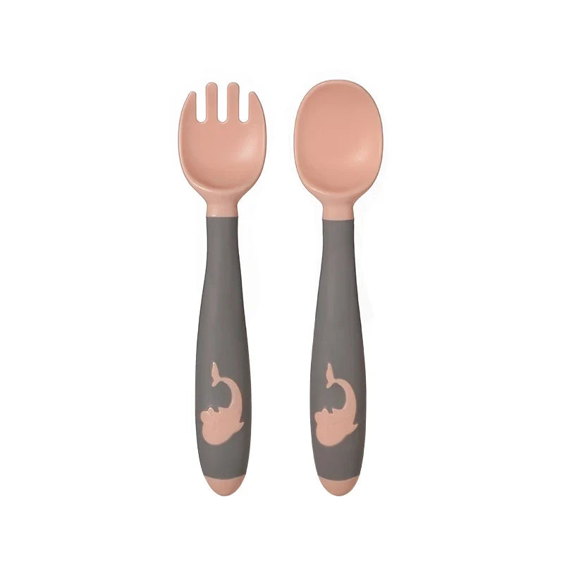 BPA Free Infant Baby Kids Children Feeding Training Non-Slip Flexible Twisting Fork Spoon Tableware by FLIPSTYLEZLLC