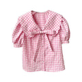 Gingham Peter Pan Collar Shirt by Kore Kawaii