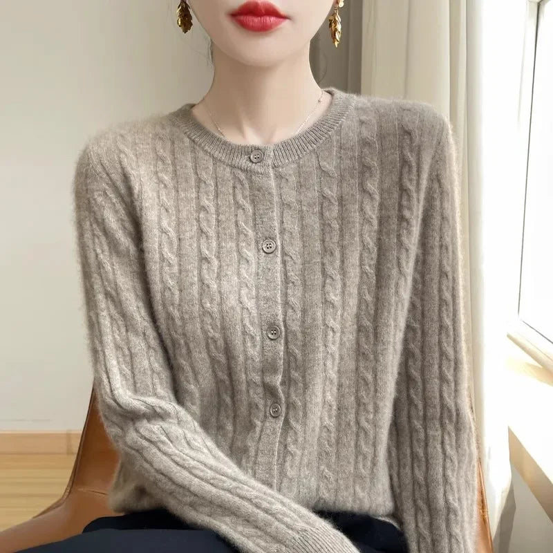 Long Sleeve Knitted O-neck Basic Thick Warm Cardigan by Trendy Attic Store01