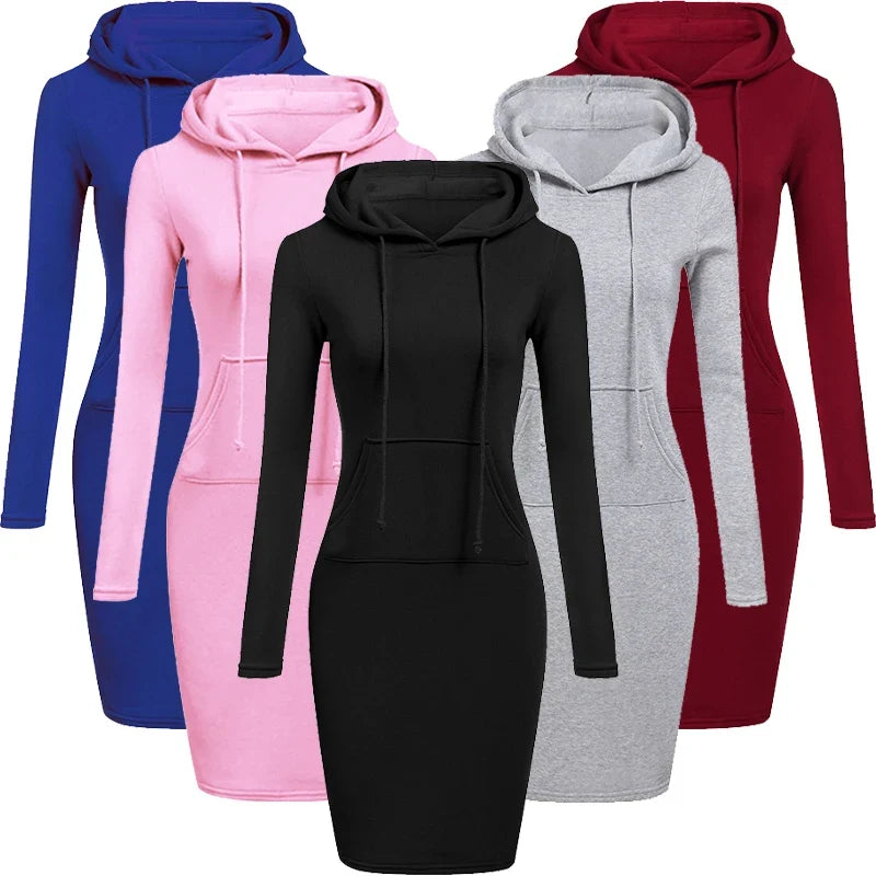 Ladies Dress Autumn Women Hooded Dresses Hoodies Women Sweatshirts Women Hoodies Dress Tops Ladies Clothing by Urban Fashion Icon