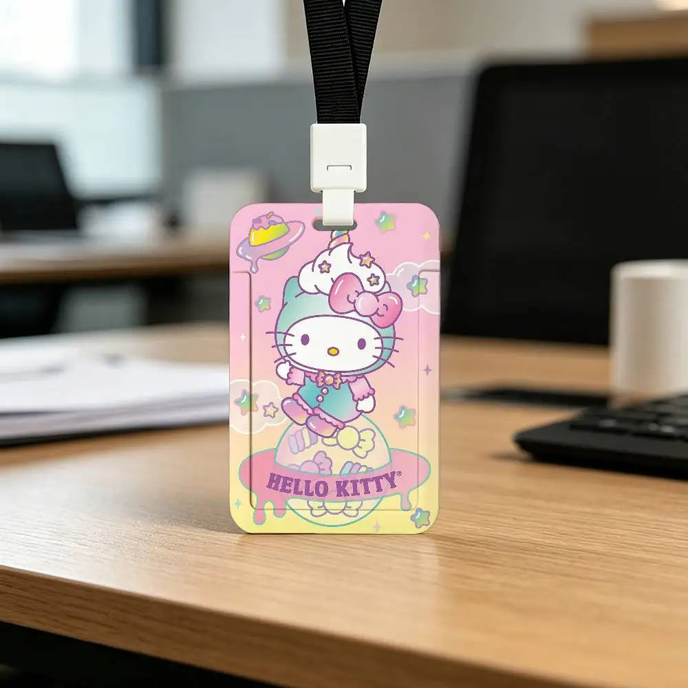 Cute Cat H-Hello K-Kitty NFC Contactless Sliding Card Sleeve For Student Cards, Bus Cards, ID Cards, And Work Permits by FLIPSTYLEZLLC