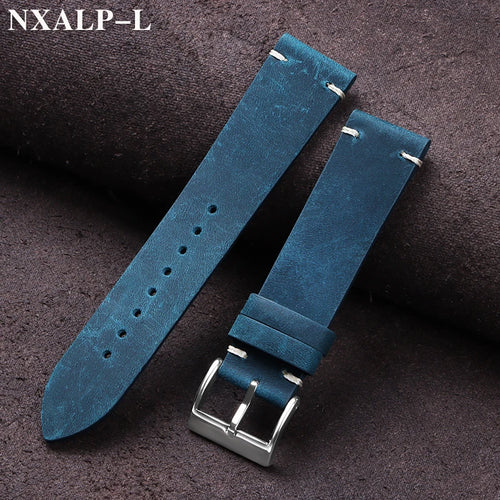 Vintage Oil Wax Leather Watch Band 18mm 20mm 21mm 22mm Handmade by AliExpress