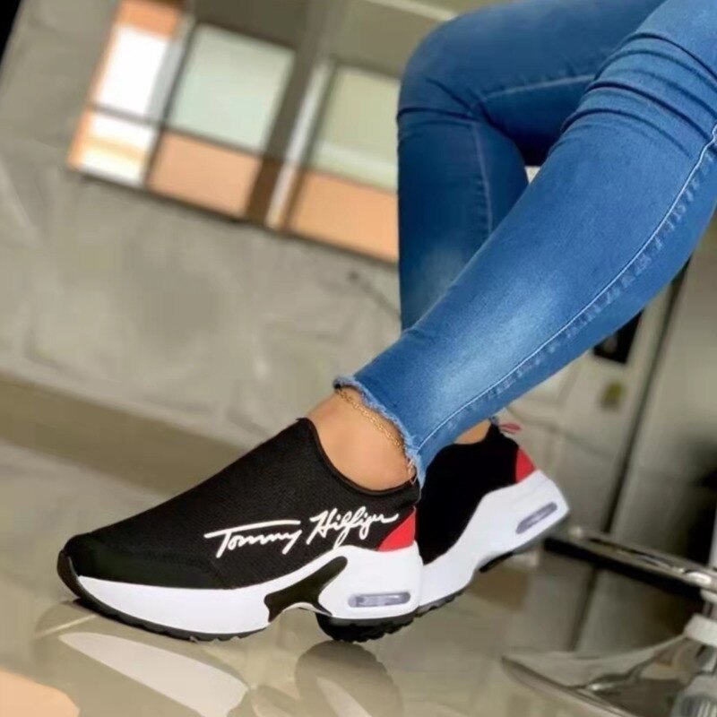 Casual Breathable Wedges Ladies Walking Sneakers Flat Women Shoes by Silver Juneberry
