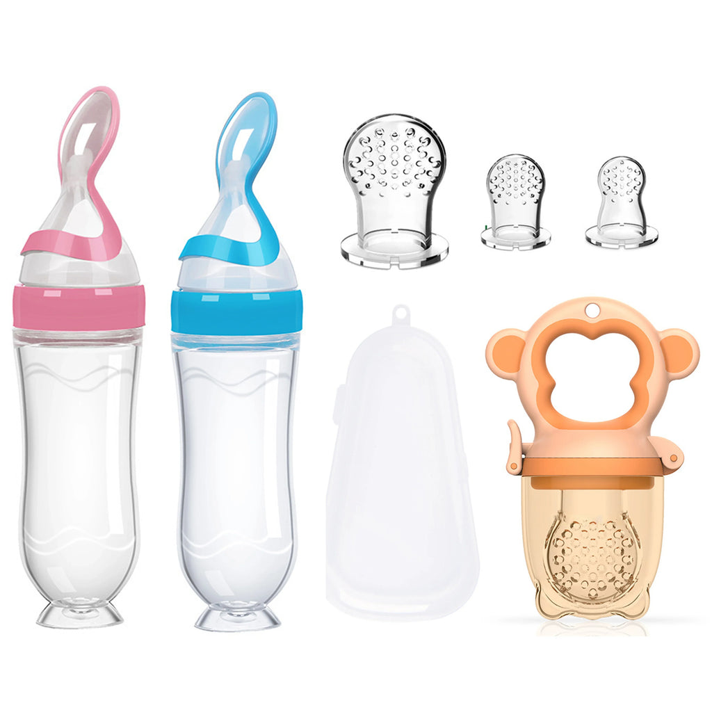 Baby food feeding set silica gel rice paste feeding bottle silica gel fruit and vegetable bag free 2 bite bags by FLIPSTYLEZLLC