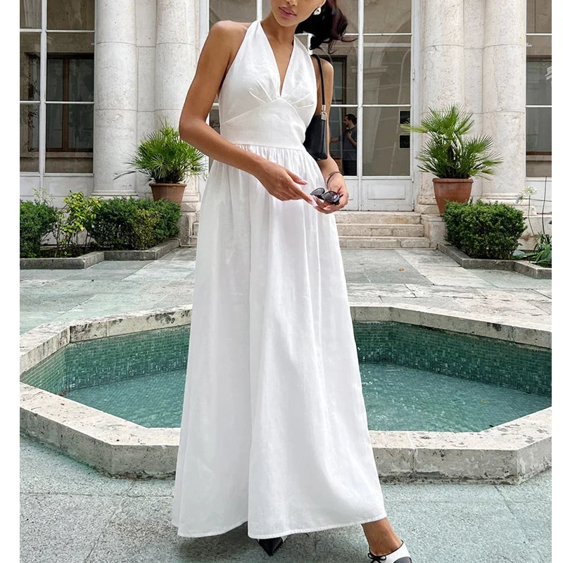 2025 New Women Summer Cotton Long Dress Sleeveless Sexy V-Neck Boho Maxi Dress Loose Style Long Dress Vestidos Clothes by Urban Fashion Icon
