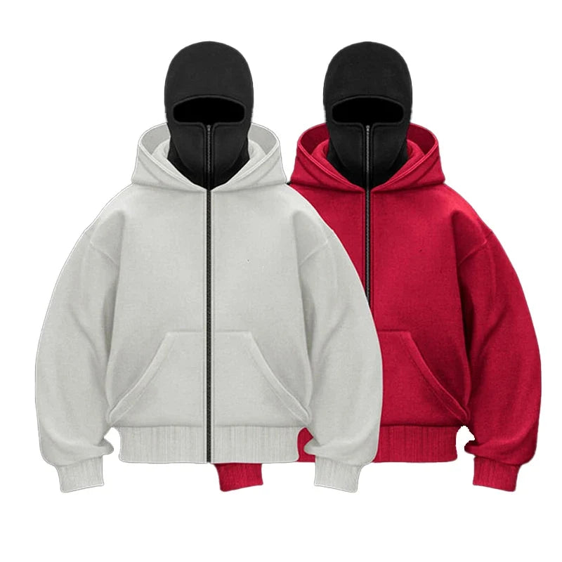Plain Design Hooded Zip Up Sweatshirt for Men Women Autumn Winter Ins Style Couple Matching by Urban Fashion Icon