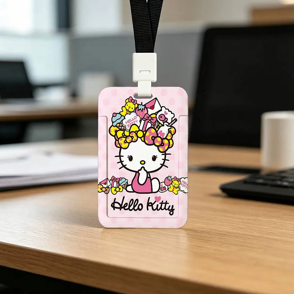 Cute Cat H-Hello K-Kitty NFC Contactless Sliding Card Sleeve For Student Cards, Bus Cards, ID Cards, And Work Permits by FLIPSTYLEZLLC