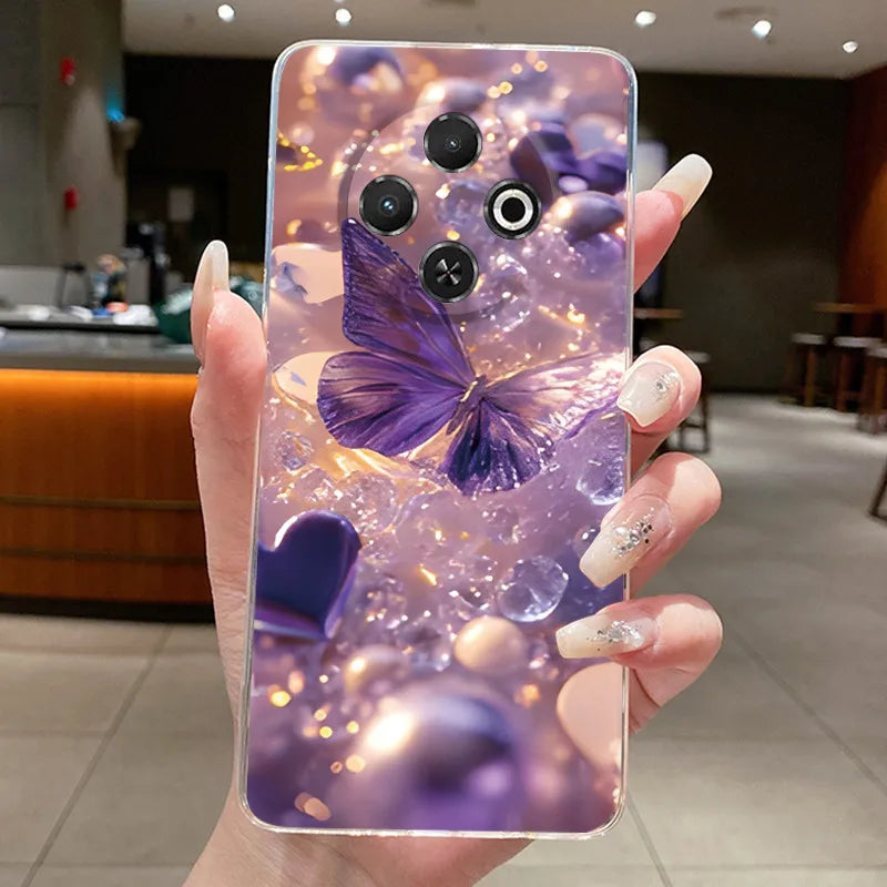 For Tecno Spark 30C Case kl5 kl5n Aesthetic Butterfly Flower Clear Soft Silicone Back Cover Techno Spark 30C Phone Case k15 k15n by FLIPSTYLEZLLC