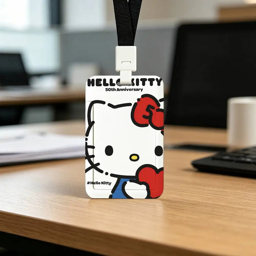 Cute Cat H-Hello K-Kitty NFC Contactless Sliding Card Sleeve For Student Cards, Bus Cards, ID Cards, And Work Permits by FLIPSTYLEZLLC