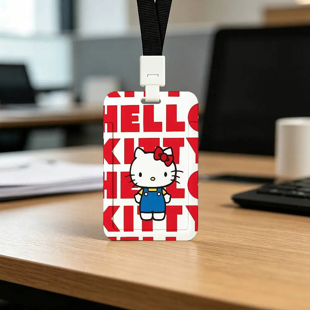 Cute Cat H-Hello K-Kitty NFC Contactless Sliding Card Sleeve For Student Cards, Bus Cards, ID Cards, And Work Permits by FLIPSTYLEZLLC