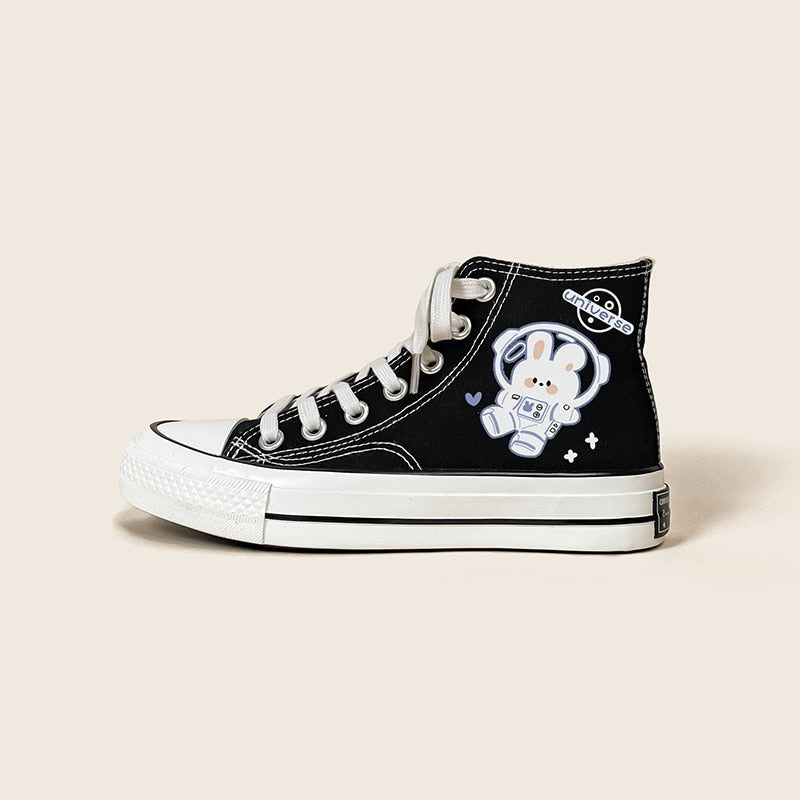 Space Bunny Canvas High Tops by Kore Kawaii