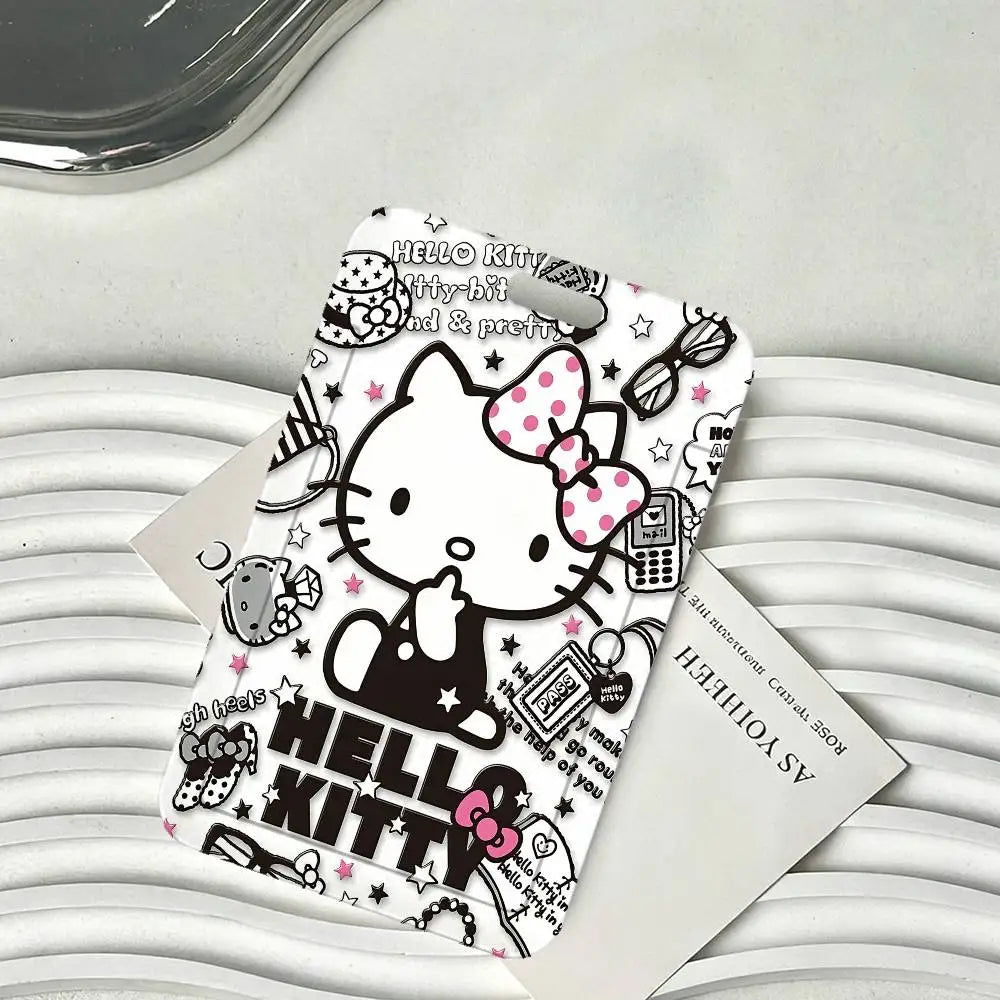 Cute Cat H-Hello K-Kitty NFC Contactless Sliding Card Sleeve For Student Cards, Bus Cards, ID Cards, And Work Permits by FLIPSTYLEZLLC