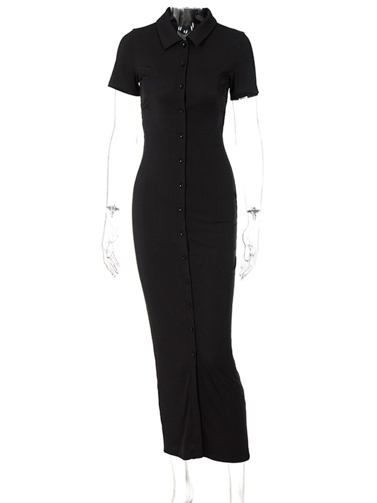 Sexy Backless Short Sleeve Shirt Dress Women Ribbed Buttons Up Bandage Knitted Bodycon Gown 2022 by nowadaysfashion