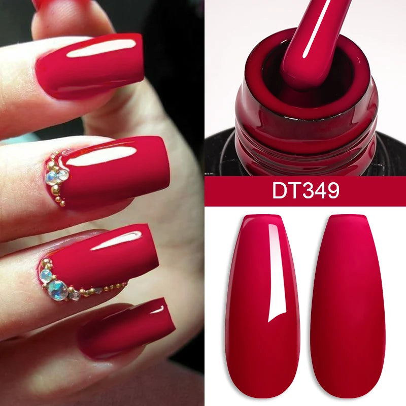 MEET ACROSS 7ml Red Gel Nail Polish Crystal Semi Permanent Soak Off UV Gel Varnish Nail Art Manicure Base Matte Top Coat Vernis by AliExpress