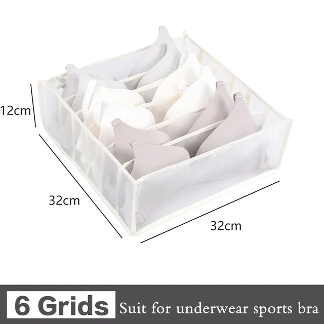 6-Grid Foldable Drawer Divider Underwear Storage Box, Wardrobe Organizer for Bras, Socks & Lingerie, Closet Storage Container by FLIPSTYLEZLLC