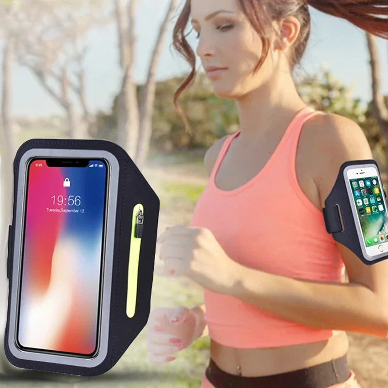 Cell Phone Running Armband Holder for iPhone 17 16 15 14 Pro Max Galaxy S25 S24 Sweatproof Arm Band with Card/Key Bag by FLIPSTYLEZLLC