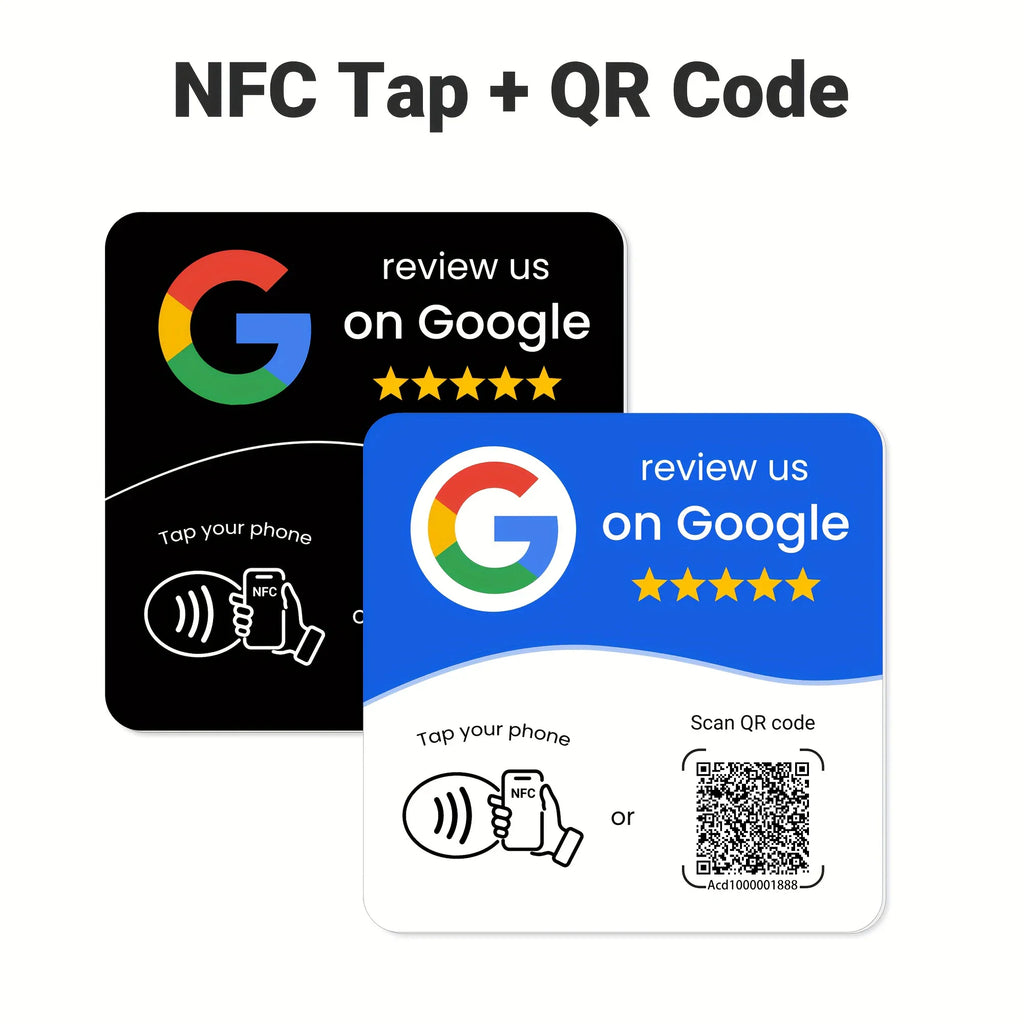 NTAG215 Programmable NFC Standing Card Editable 13.56MHz QR Code Google Review Square Table Display Card for Business by FLIPSTYLEZLLC