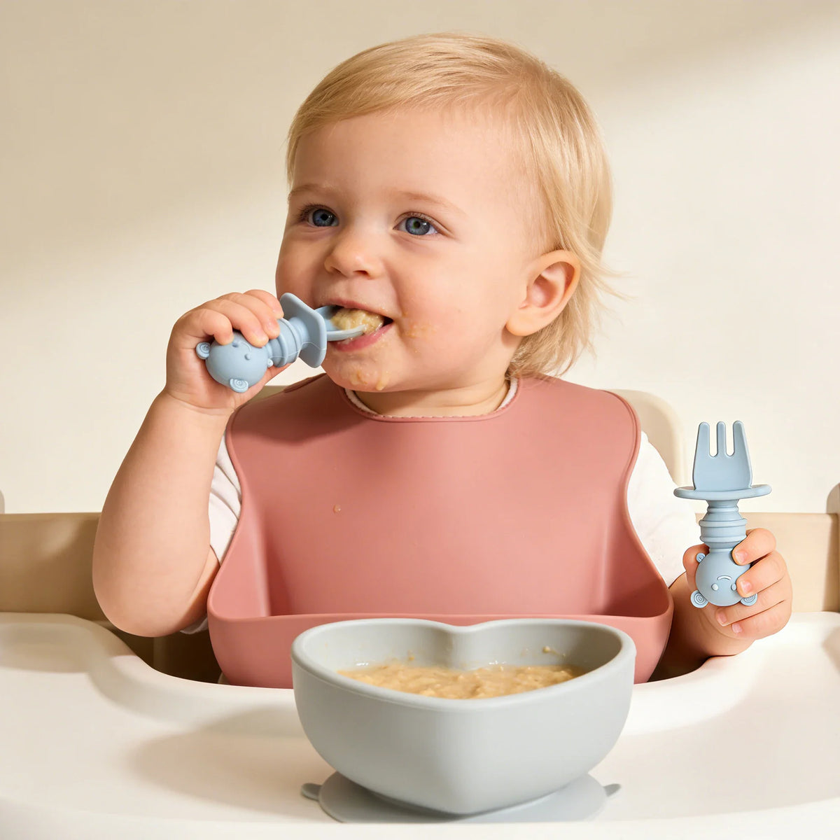 4pcs Silicone Spoon & Fork Set Long & Short Handles for Different Feeding Needs Baby Self-feeding Training Baby Birthday Gift by FLIPSTYLEZLLC