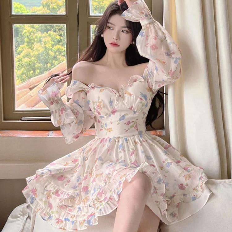 Floral Chiffon Dress by Kore Kawaii