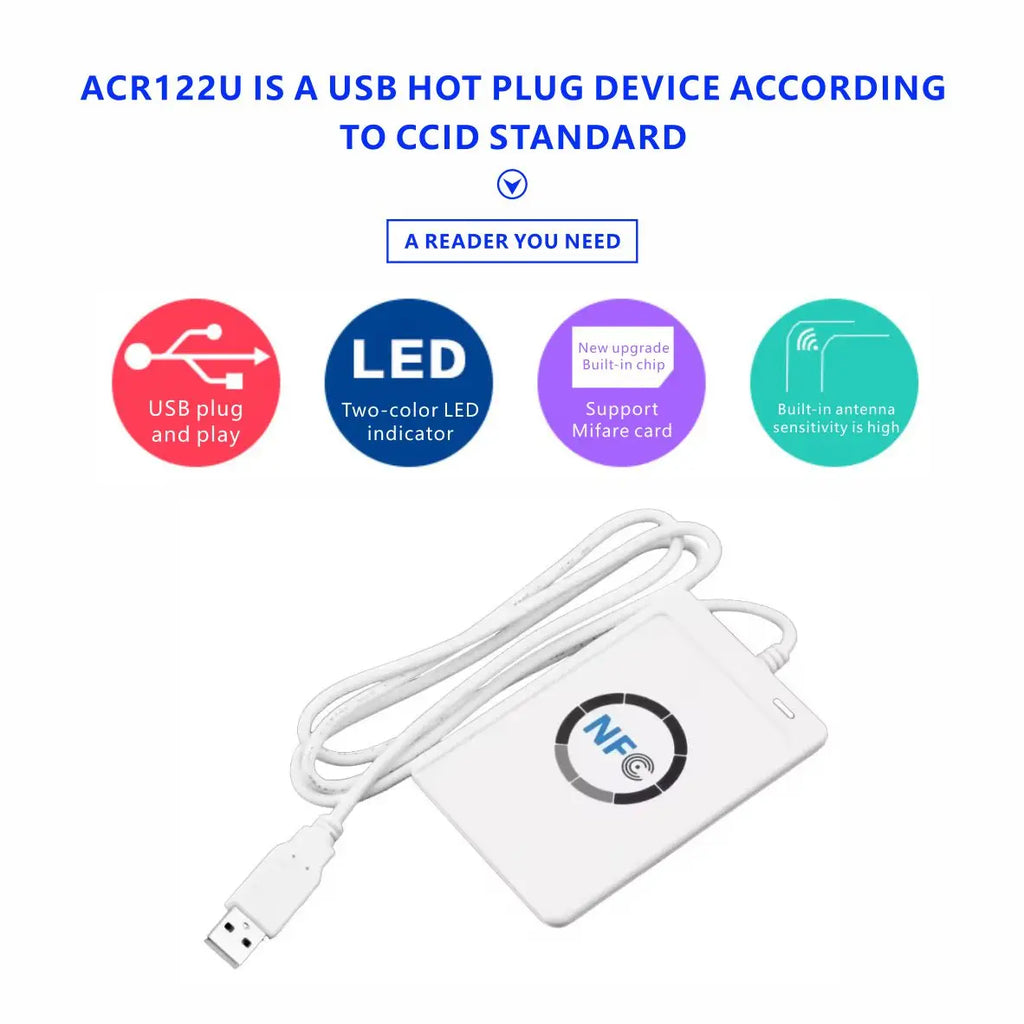 USB ACR122U Contactless Smart Card Access Card Copy Reader IC Property Elevator Decryption Copy Machine 13.56MHZ by FLIPSTYLEZLLC