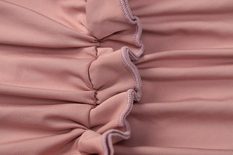 Ruffled Solid Halter Hollow Out Sleeveless Crop Top Pleated Skirts 2 Pieces Set by nowadaysfashion