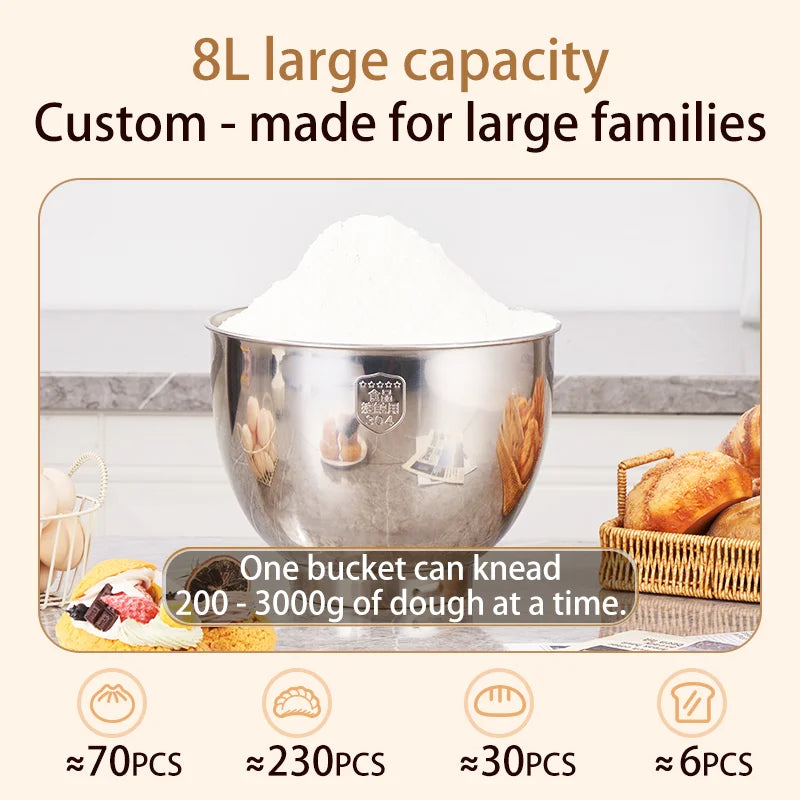 SUNATUR 8L Stand Mixer Machine 2000W Electric Kitchen Blender Household Auto Dough Kneading Egg Beating Cream All-in-One Mixer by FLIPSTYLEZLLC