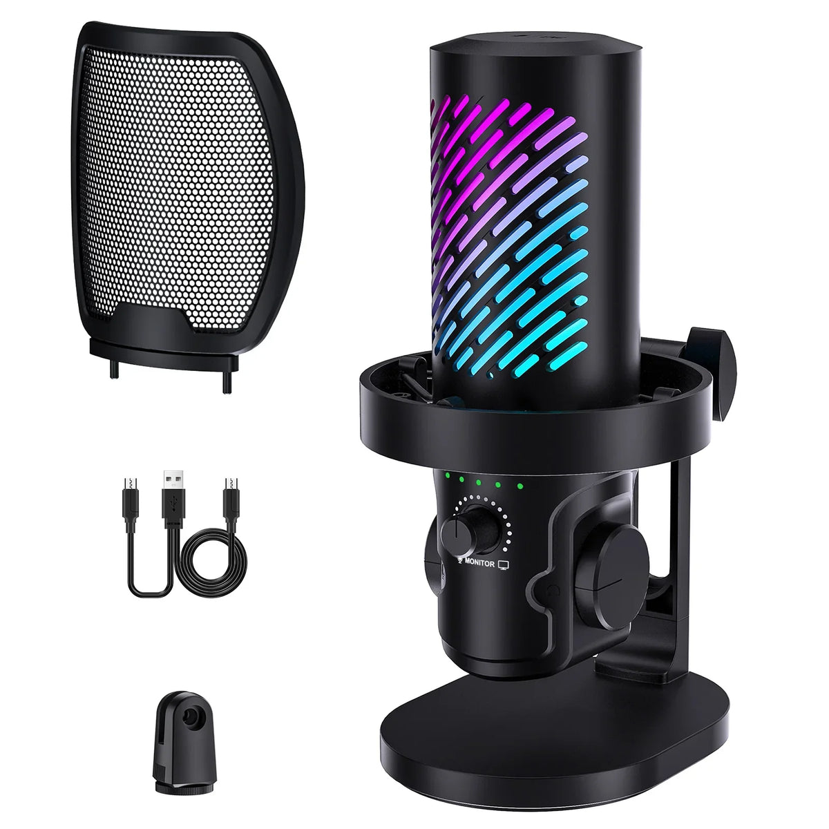 Tenlamp RGB USB Streaming Microphone, Professional Condenser Mic for PC Mac, Gaming Audio Equipment for Laptop Desktop Recording Podcasting YouTube Vlog Live Streaming Studio by FLIPSTYLEZLLC