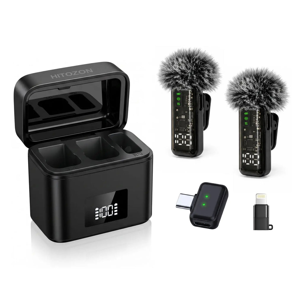 Wireless Lavalier Microphone, AI Noise‑Reduction Lapel Mic With Charging Case, Plug‑and‑Play for iPhone Android Vlog Live Stream by FLIPSTYLEZLLC