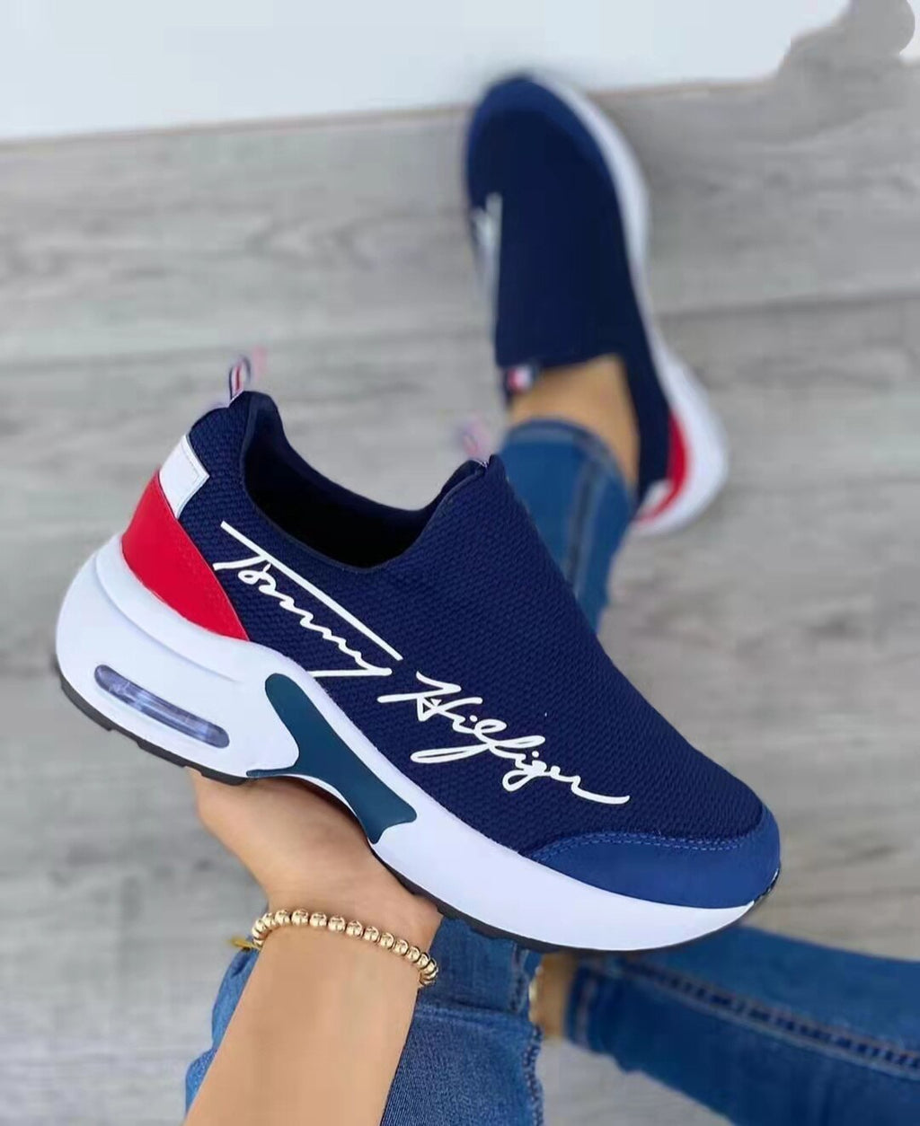Casual Breathable Wedges Ladies Walking Sneakers Flat Women Shoes by Silver Juneberry