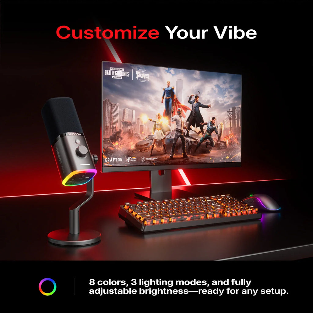 MAONO PD100W Wireless USB Dynamic Microphone Cardioid Microphone One-Touch Mute Noise Reduction RGB for PC Gaming Live Streaming by FLIPSTYLEZLLC