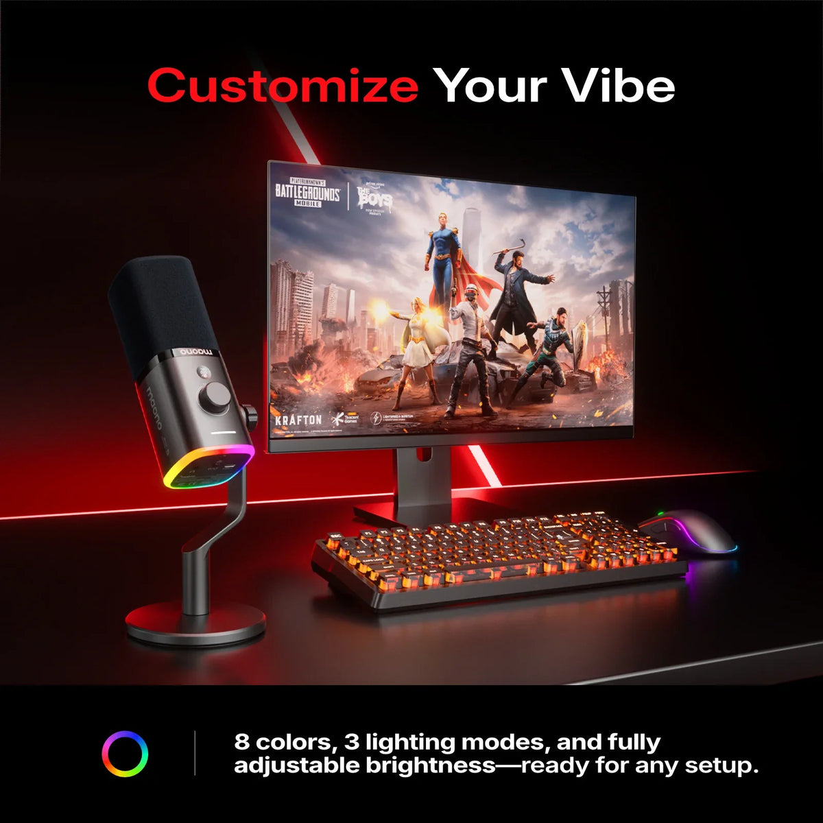 MAONO PD100W Wireless USB Dynamic Microphone Cardioid Microphone One-Touch Mute Noise Reduction RGB for PC Gaming Live Streaming by FLIPSTYLEZLLC