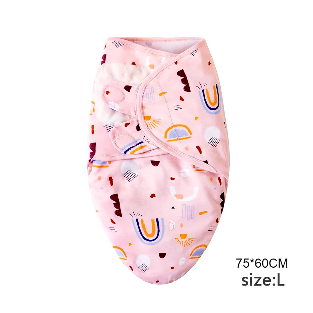Baby Blanket Hat Set Cartoon Printed Cotton Newborn Swaddle Adjustable Infant Sleeping Swaddle Wraps All Seasons 0-6 Months by FLIPSTYLEZLLC