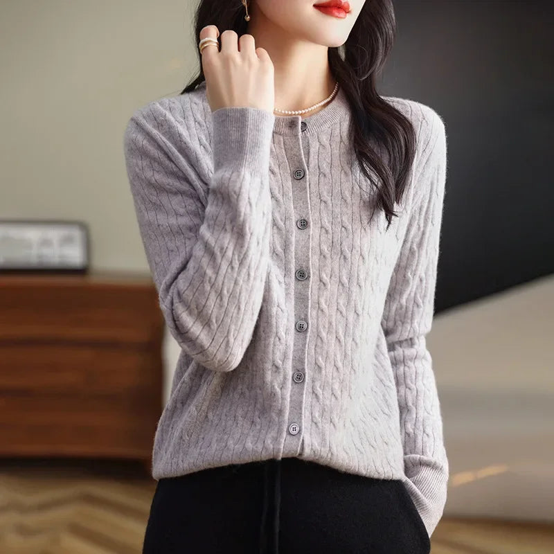 Long Sleeve Knitted O-neck Basic Thick Warm Cardigan by Trendy Attic Store01