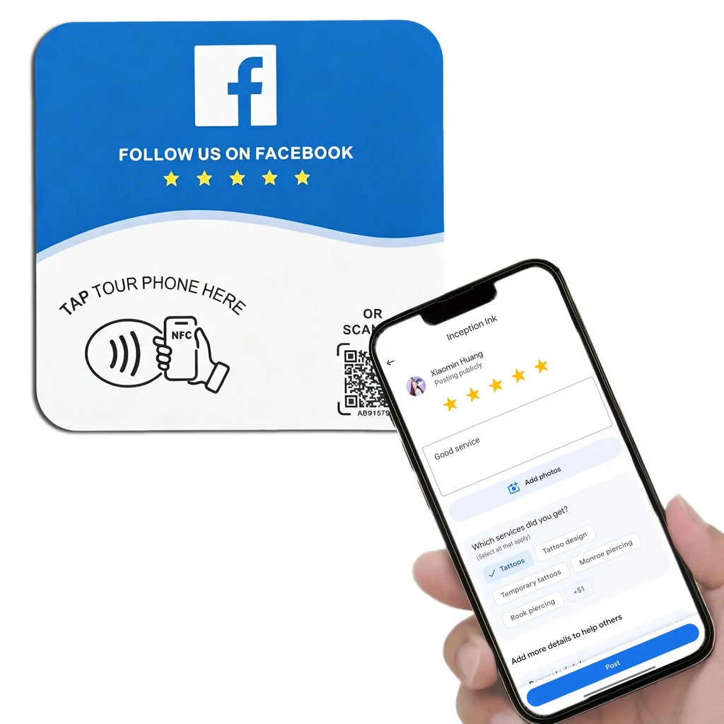 NTAG215 Programmable NFC Standing Card Editable 13.56MHz QR Code Google Review Square Table Display Card for Business by FLIPSTYLEZLLC