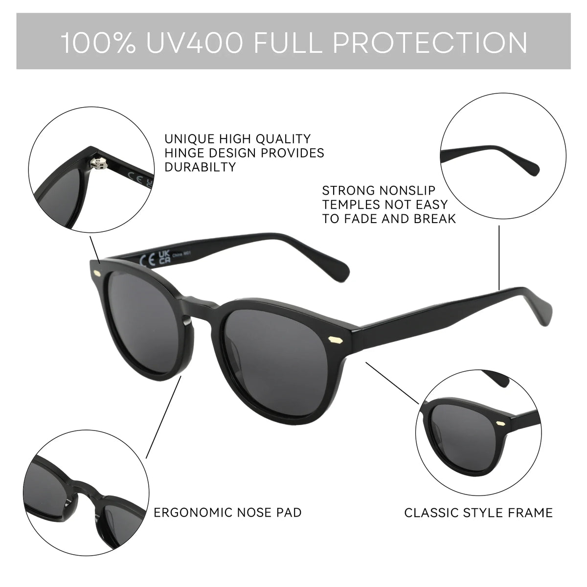 ZENOTTIC Classical High-quality Acetate Polarized Sunglasses Unisex UV400 Protection Shade Retro Round Sun Glasses ZS6211 by FLIPSTYLEZLLC