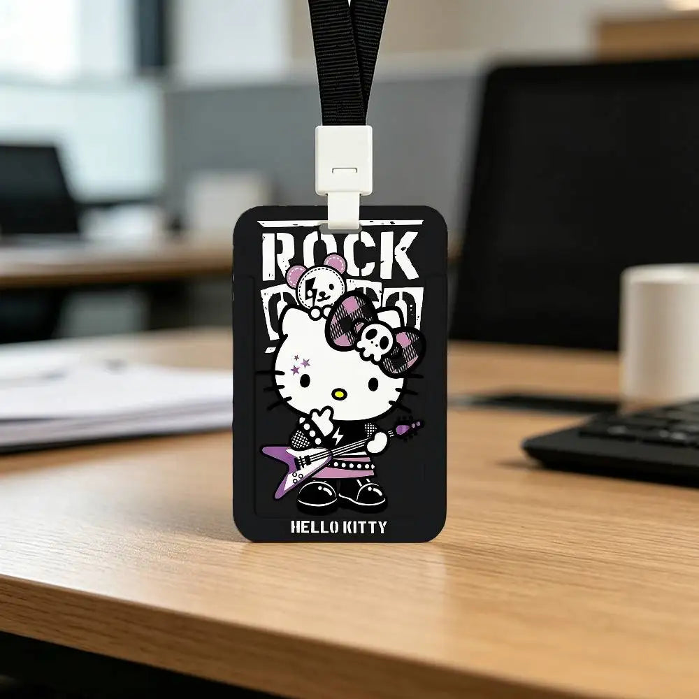 Cute Cat H-Hello K-Kitty NFC Contactless Sliding Card Sleeve For Student Cards, Bus Cards, ID Cards, And Work Permits by FLIPSTYLEZLLC