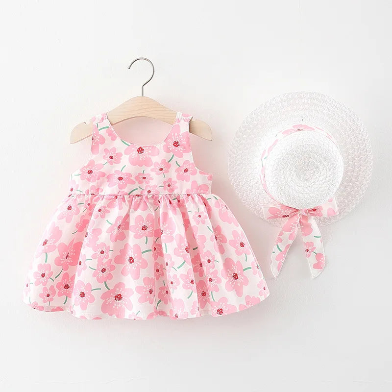 Summer Newborn Baby Clothes Toddler Girl Clothes Cotton Beach Suspender Dress+Sun Hat Princess Dresses by Urban Fashion Icon